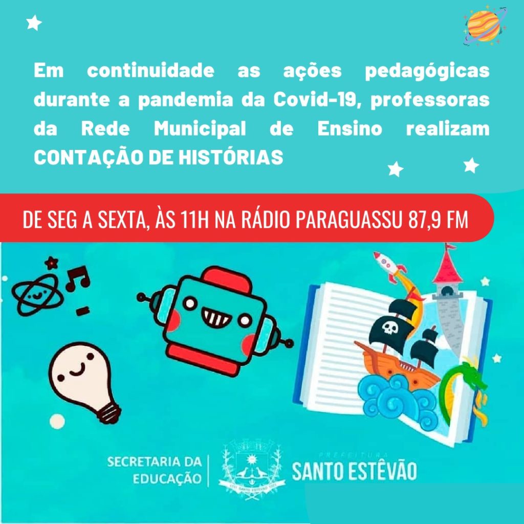 Imagem do cartaz sobre o projeto de Contação de Histórias por professores de Santo Estêvão (BA).
